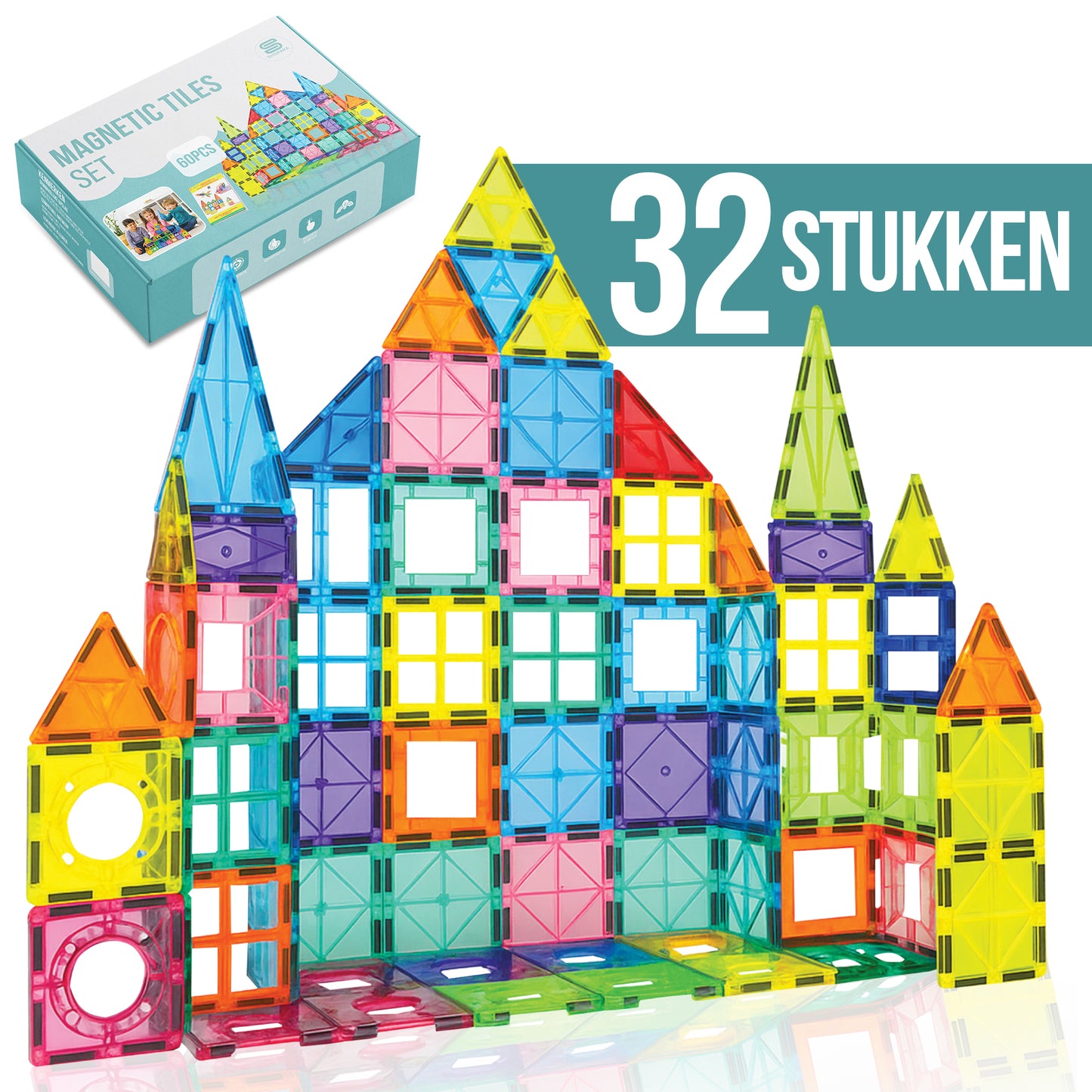 SHOPARA® Magnetic Tiles - Magnetische Tegels – 60 Stuks