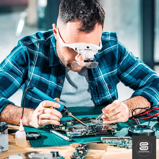 SHOPARA® Vergrootglas Bril - USB-C Oplaadbare Loepbril – Inclusief 5 Lenzen