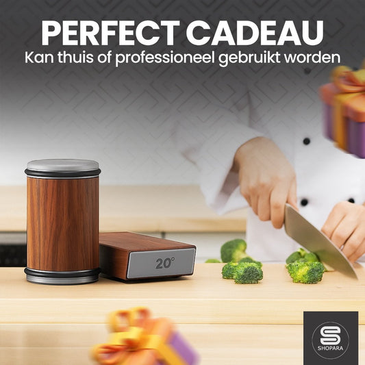 SHOPARA® Rollende Messenslijper – Slijphoeken van 15° en 20° – Diamantschijf – Slijpsteen Rollend – Houtkleurig – Cadeau – Vaderdag